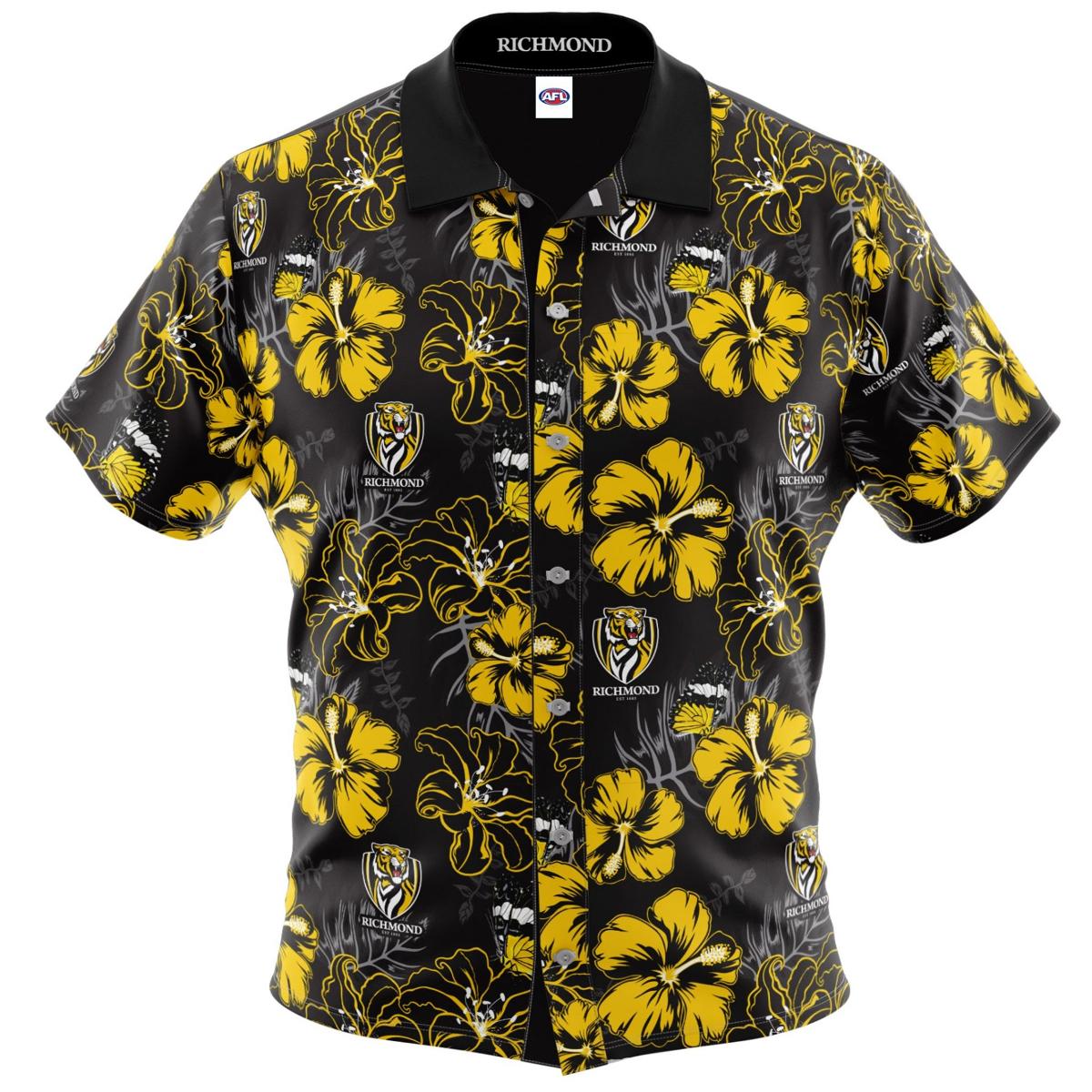 Afl Richmond Tigers Black Yellow Floral Hawaiian Shirt Best For Men Women Fans