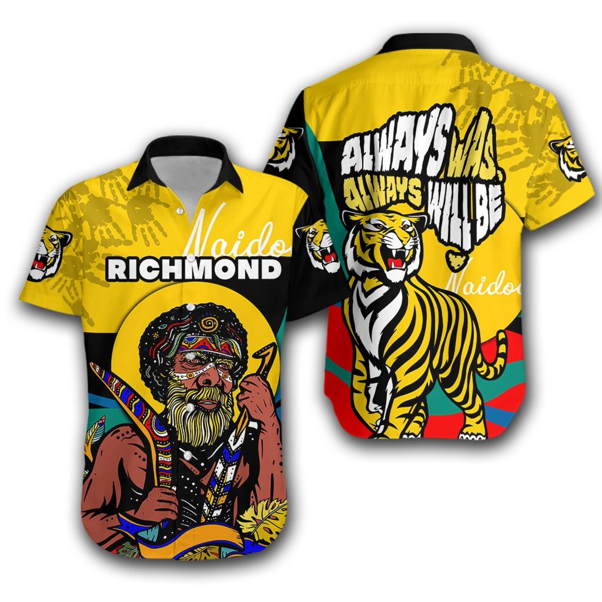 Afl Richmond Tigers Logo Black Yellow Simple Style Hawaiian Shirt Gift For Fans