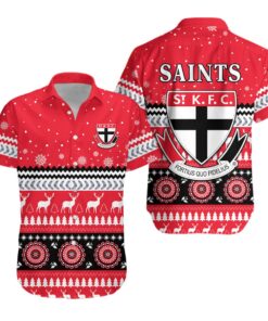 Afl St Kilda Saints Big Logo Christmas Style Aloha Shirt Best Gift For Fans