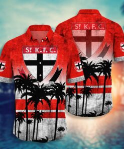 Afl St Kilda Saints Big Logo Coconut Tree Patterns Hawaiian Shirt Best Gift Ideas