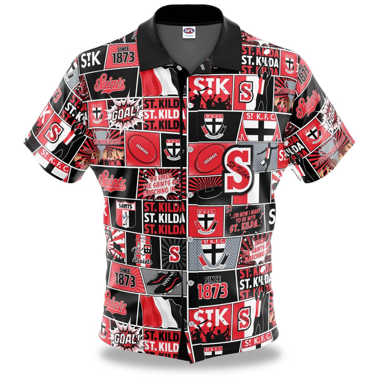 Afl St Kilda Saints Big Logo Christmas Style Aloha Shirt Best Gift For Fans