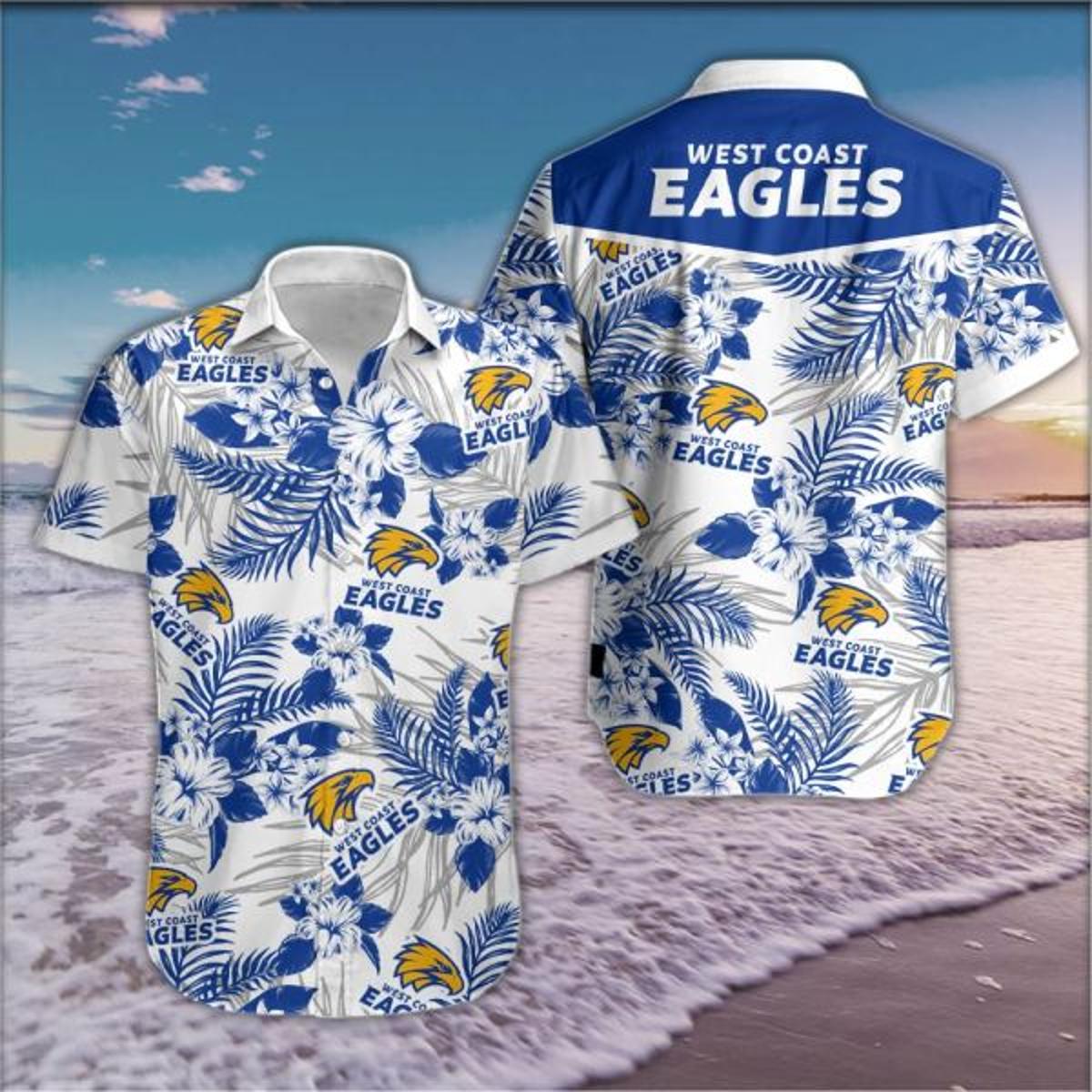 Afl West Coast Eagles Tropical Hibicus Patterns Vintage Hawaiian Shirt Best Gift For Fans