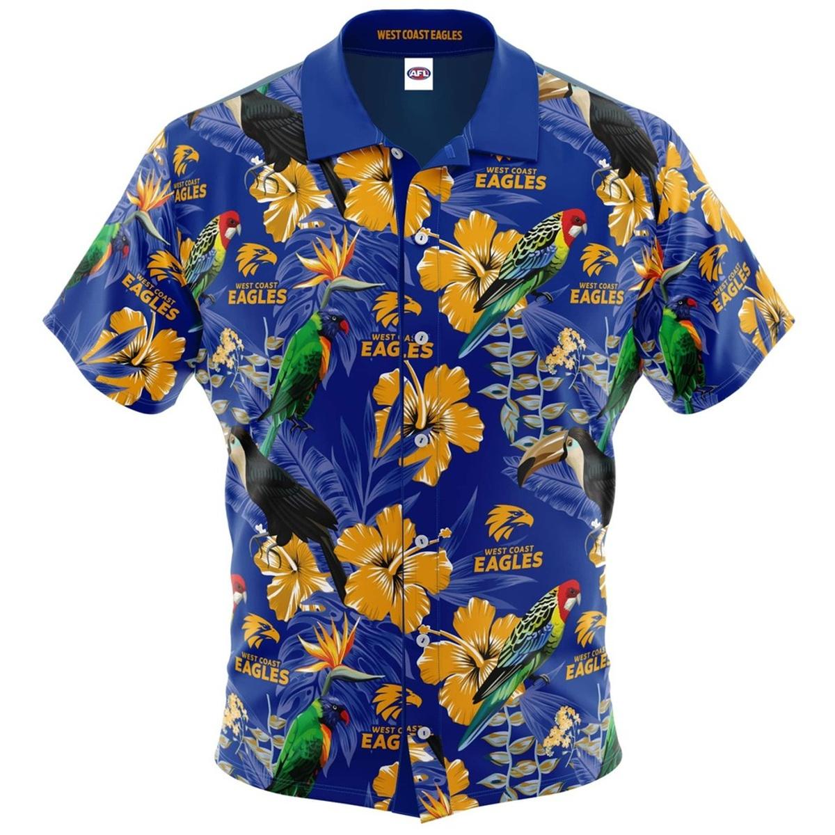 Afl West Coast Eagles Tropical Hibicus Patterns Vintage Hawaiian Shirt Best Gift For Fans