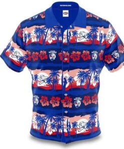 Afl Western Bulldogs Anzac Day Custom Text Blue Hawaiian Shirt For Men Women