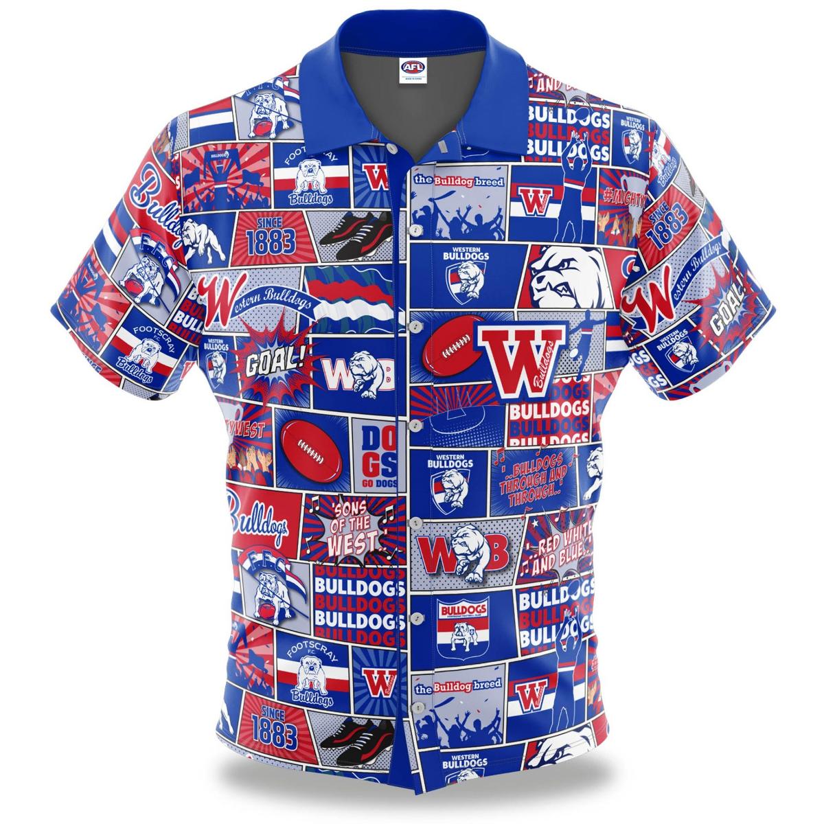 Afl Western Bulldogs Blue Redtropical Hawaiian Shirt Best Outfit For Fans