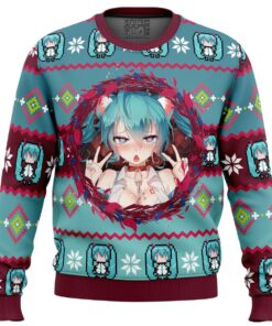 Ahegao Hatsune Miku Ugly Christmas Sweater 1