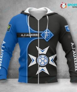 Aj Auxerre Blue White Zip Hoodie Best Gift For Fans