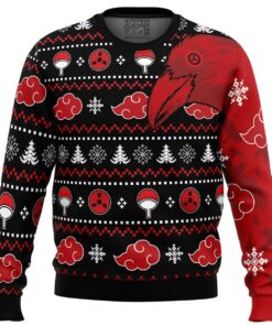 Akatsuki Itachi Symbolic Crows Black Christmas Sweater Best Ugly Xmas Sweaters For Naruto Fans 1