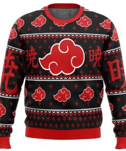 Akatsuki Symbol Black Ugly Christmas Sweater Gift For Naruto Fans 1