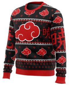 Akatsuki Symbol Black Ugly Christmas Sweater Gift For Naruto Fans 2