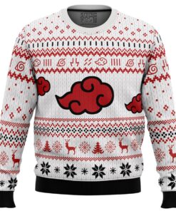 Akatsuki Symbol Naruto White Ugly Christmas Sweater Best Gift For Fans