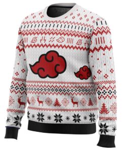 Akatsuki Symbol Naruto White Ugly Christmas Sweater Best Gift For Fans