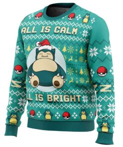 All Is Calm All Bright Snorlax Pokemon Best Ugly Christmas Sweater Gift Ideas For Fans 5