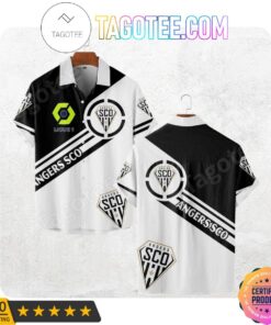 Angers Sco Ligue 1 Black White Simple Design Hawaiian Shirt For Men Women