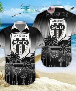 Angers Sco Palm Tree Patterns Black White Tropical Hawaiian Shirt Gift For Fans