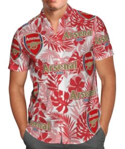 Arsenal Fc Logo Red Summer Patterns Hawaiian Shirt Size From S To 5xl