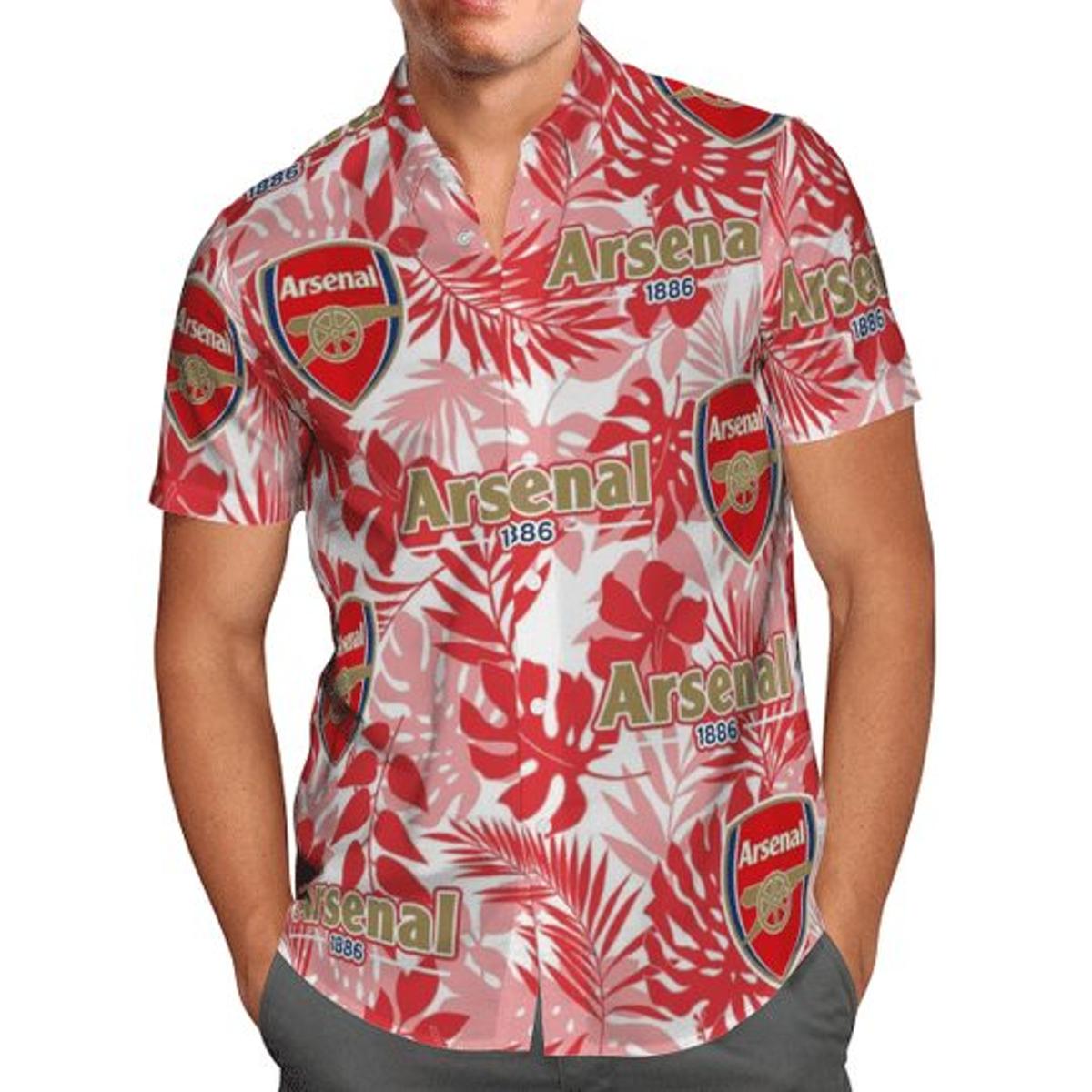 Arsenal Fc Red The Gunners 3d Logo Vintage Hawaiian Shirt Best Gift For Fans