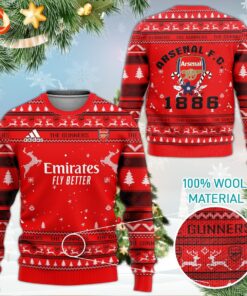 Arsenal Fc Red Est 1886 Ugly Christmas Sweater Gift