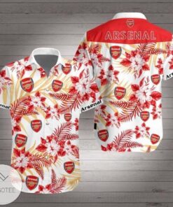Arsenal Fc White Red Floral Aloha Shirt Best Summer Outfit For Fans