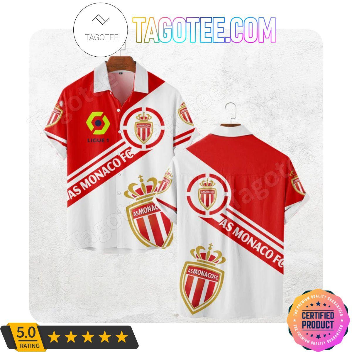 As Monaco 3d Logo Special Design Hawaiian Shirt Best Gift For Ligue 1 Fans