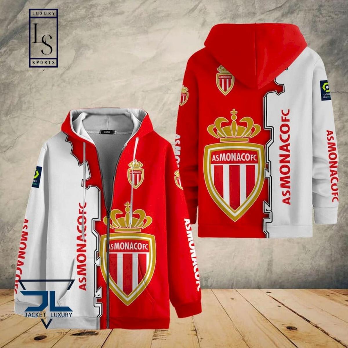 As Monaco White Red Zip Hoodie Best Gift For Fans