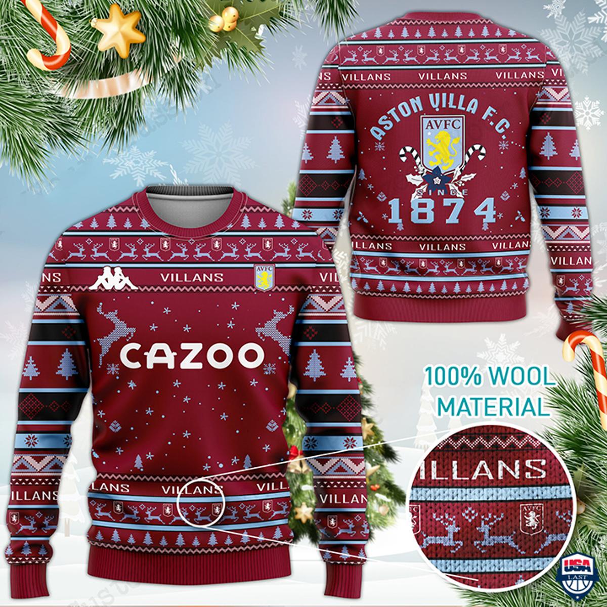 Aston Villa Fc Claret Blue Best Ugly Christmas Sweater
