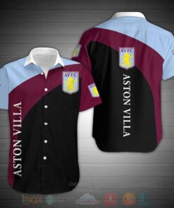 Aston Villa Fc Claret Blue Black Simple Style Hawaiian Shirt Best Gift Ideas