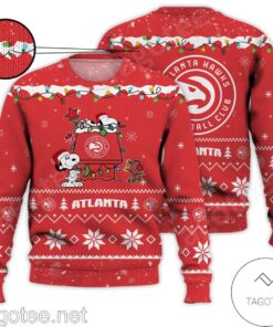 Atlanta Hawks Red Snoopy Ugly Christmas Sweater For Fans