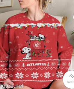 Atlanta Hawks Red Snoopy Ugly Christmas Sweater For Fans