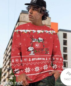 Atlanta Hawks Red Snoopy Ugly Christmas Sweater For Fans 3