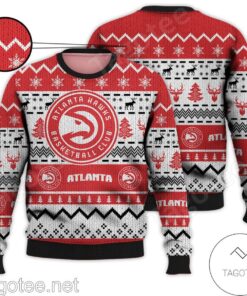 Atlanta Hawks White Red Snoopy Dabbing Ugly Christmas Sweater Gift