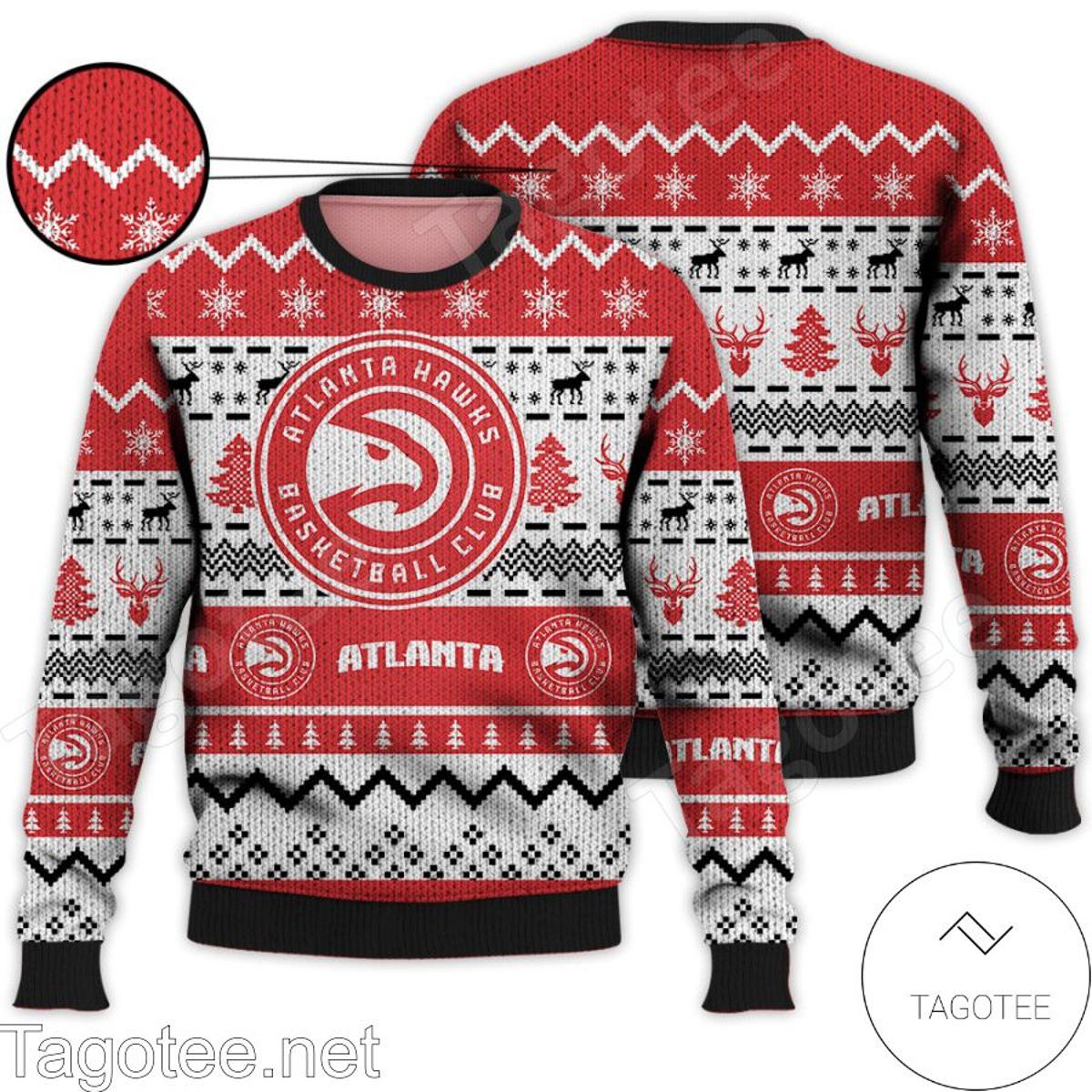 Atlanta Hawks Red Black Jack Skellington And Zero Ugly Christmas Sweater For Fans