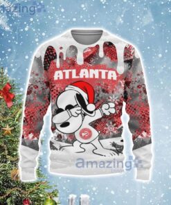 Atlanta Hawks White Red Snoopy Dabbing Ugly Christmas Sweater Gift