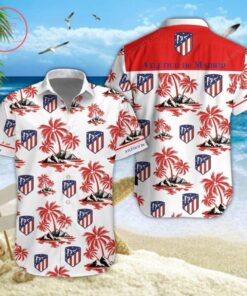 Atletico Madrid Coconut Tree Patterns White Red Hawaiian Shirt Best Fan Gifts