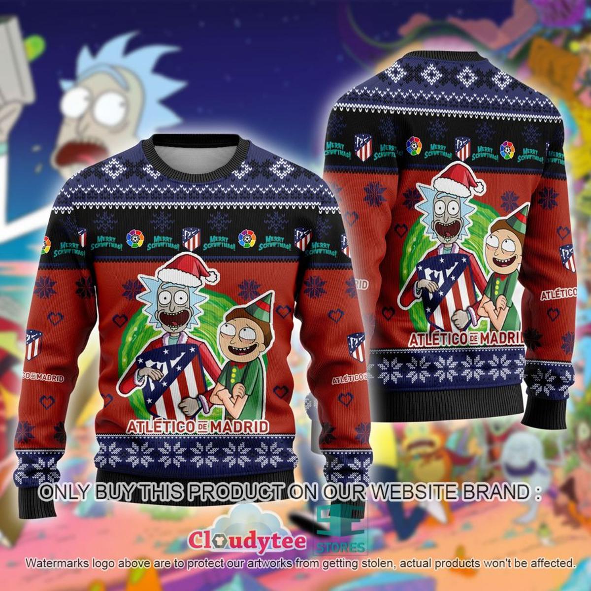 Fc Barcelona Rick And Morty Ugly Christmas Sweater Gift