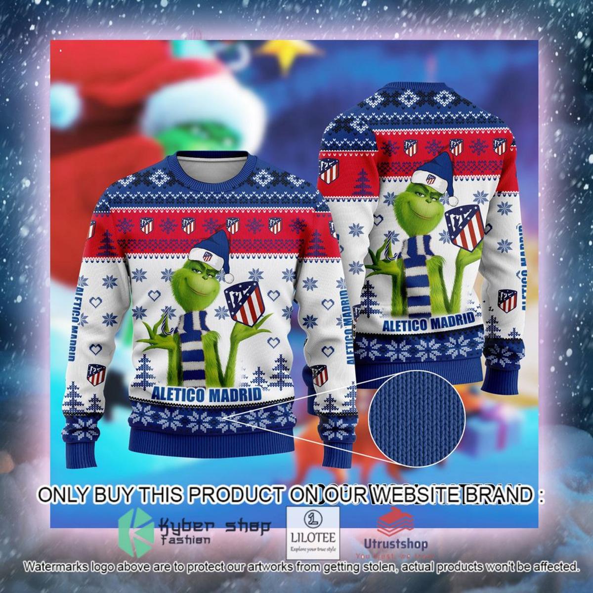 Atletico Madrid The Grinch Ugly Christmas Sweater Gift For Fans