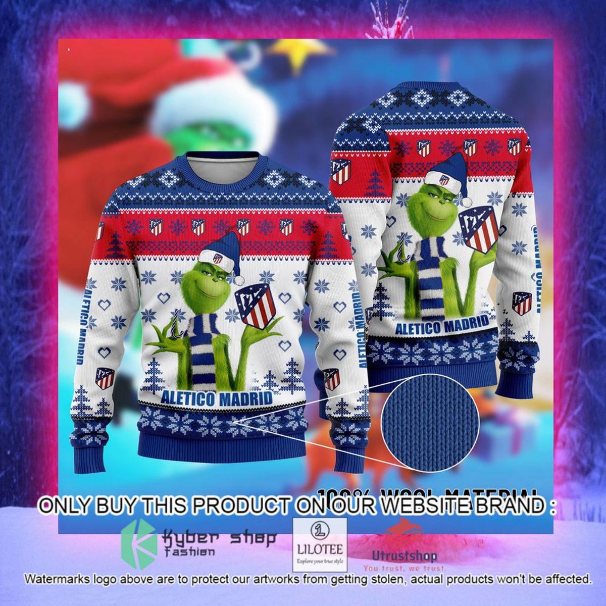 Atletico Madrid The Grinch Ugly Christmas Sweater Gift For Fans