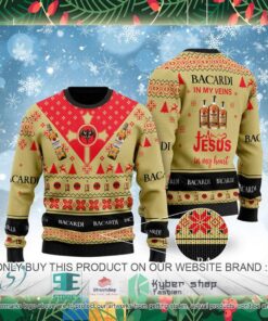 Bacardi In My Veins Jesus In My Heart Ugly Christmas Sweater For Fans