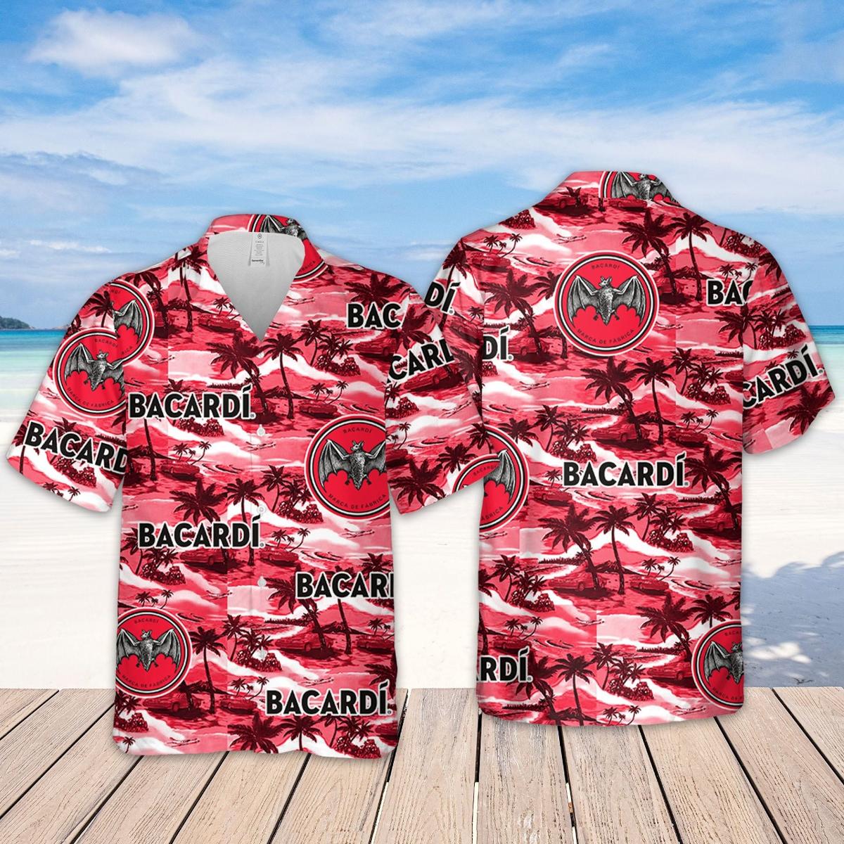 Bacardi Logo Beach Pattern Hot Pink Aloha Shirt Hawaiian Outfit For Fans