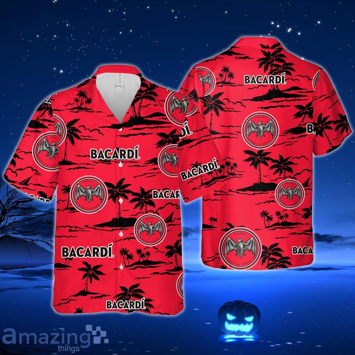 Bacardi Logo With Palm Leaves Pattern Tropical Hawaiian Shirt Gift For Fans