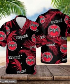 Bacardi Logo With Palm Leaves Pattern Tropical Hawaiian Shirt Gift For Fans