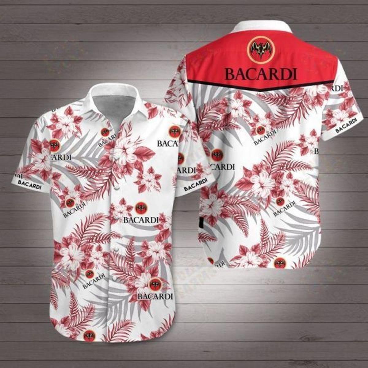 Bacardi Coconut Tree Patterns Vintage Aloha Shirt For Men Women