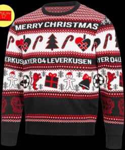 Bayer 04 Leverkusen Candy Cane Best Ugly Christmas Sweater 1