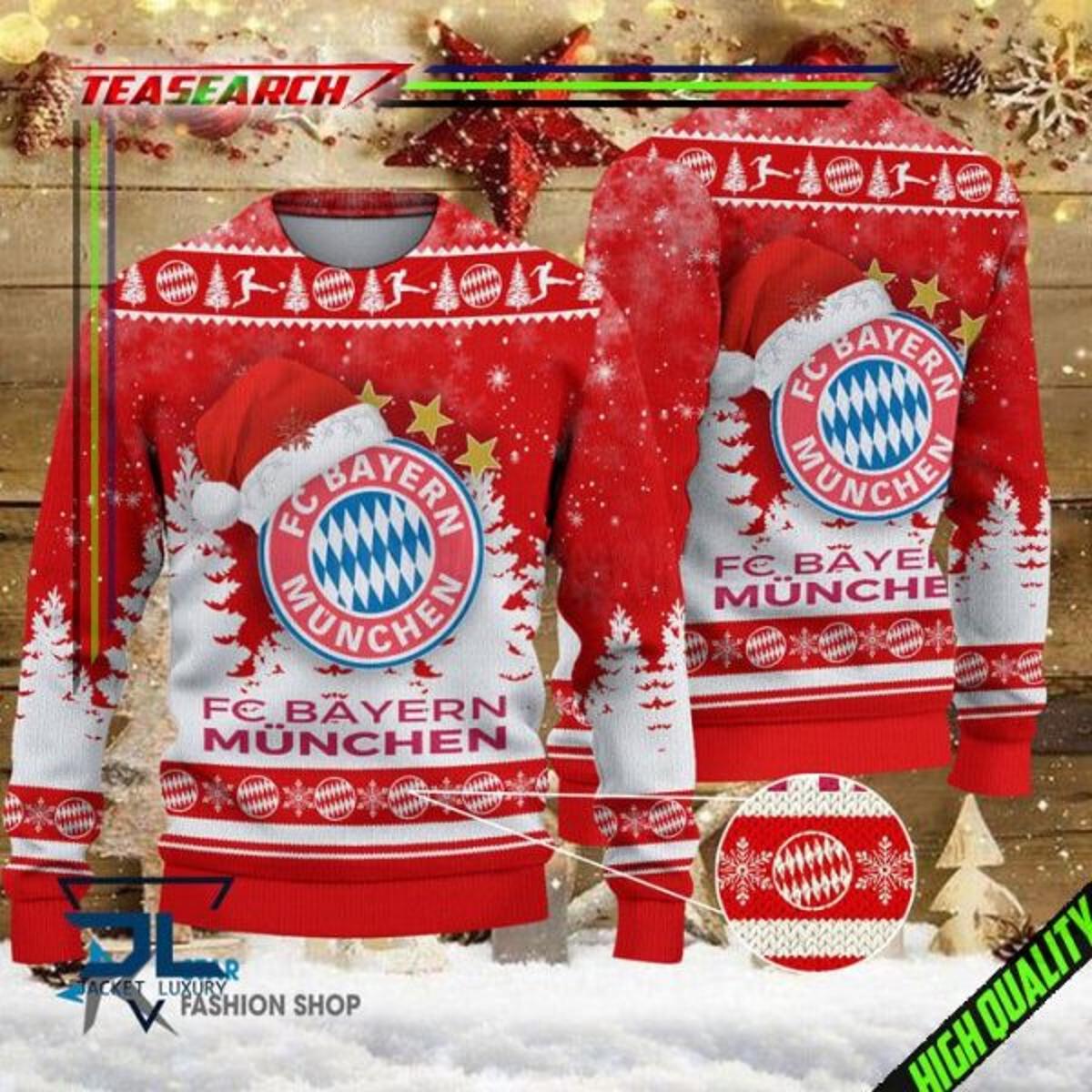 Bayern Munich Red Stanta Hat Best Ugly Christmas Sweater
