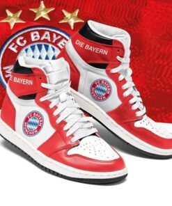 Bayern Munich Red White Air Jordan 1 High Sneakers For Fans