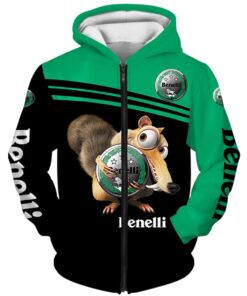 Benelli Ice Age Zip Hoodie Black Green For Fans