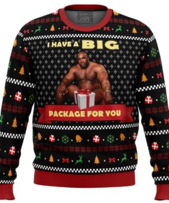 Big Package Barry Wood Siiting On A Bed Meme Ugly Christmas Sweater Funny Gift For Fans 1