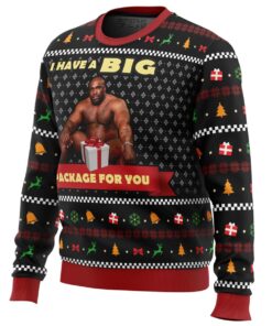 Big Package Barry Wood Siiting On A Bed Meme Ugly Christmas Sweater Funny Gift For Fans 2