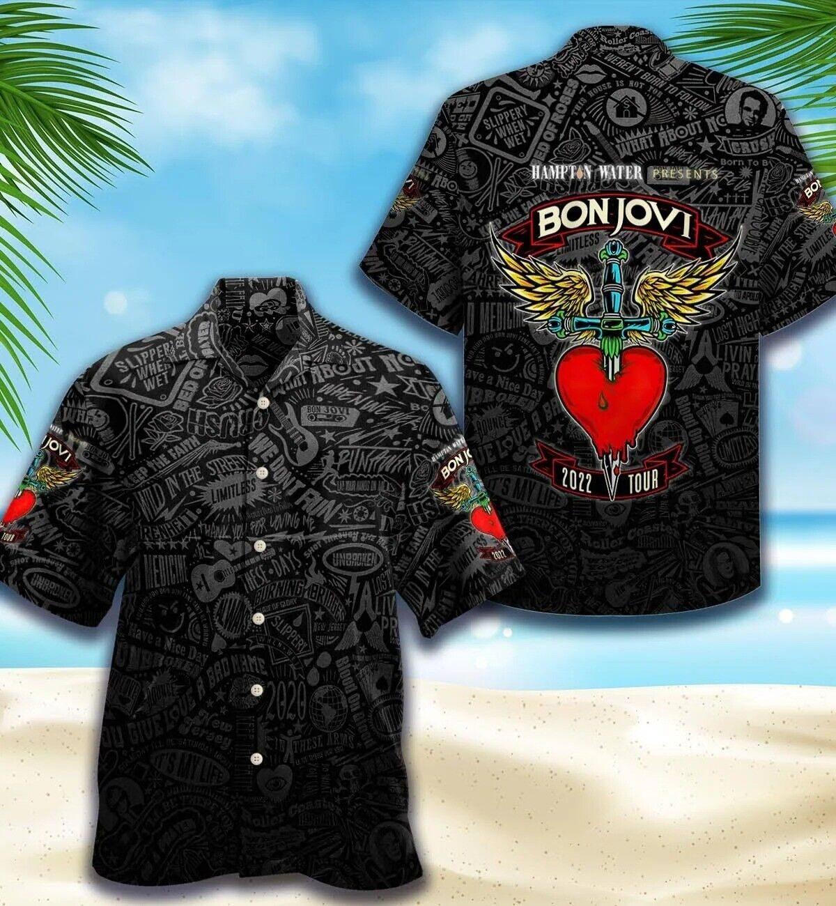 Bon Jovi Band Logo Black Hawaiian Shirt Vintage Shirt For Fans