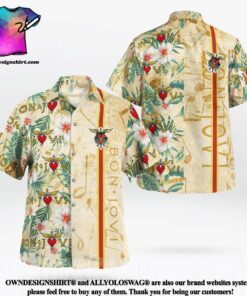 Bon Jovi Logo Beige Vintage Hawaiian Shirt Best Gift For Fans